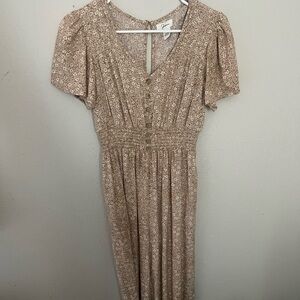 Japna Brown Floral Jumpsuit